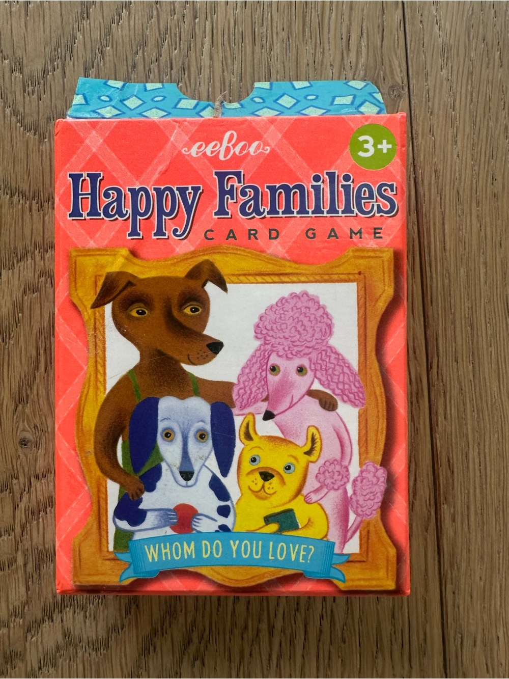 eeBoo Happy Families Card Game - Coral Pink Illustrated Box
